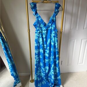 Blossom Beauty Floral Maxi Dress (Ocean Blue/Mint Green)